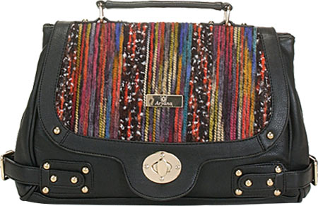 Adi-14-bk Black Multi Color Crossbody Strap Hardware Accent Womens Handbag