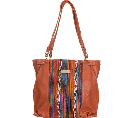 Adi-15-brn Chic Brown Multi Color Print O Ring Single Strap Womens Tote Bag