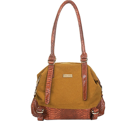Adi-16-cam Chic Camel Snake Print Leather Dual Shoulder Strap Womens Handbag