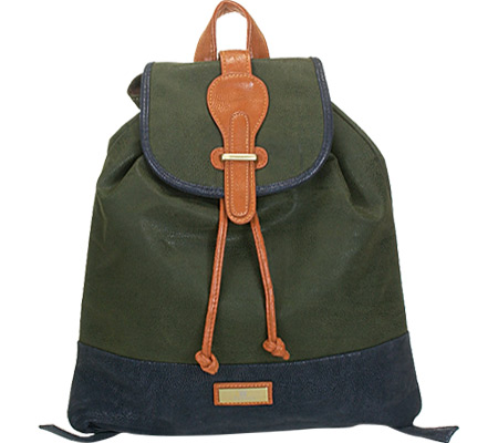 Mish-4-grn Adjustable Backpack, Snap Flap Closure, Top Handle, Green
