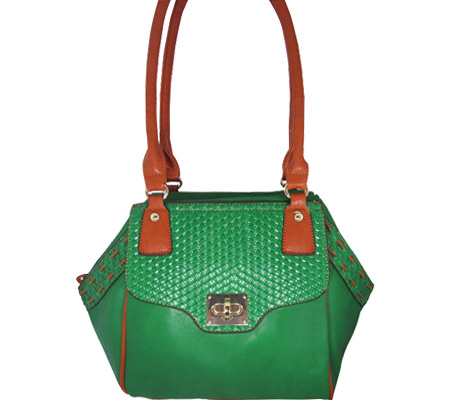 Ashlyn7grn Green Handbag With Twist Lock Flap