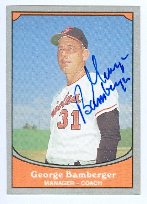 22459 George Bamberger Autographed Baseball Card Baltimore Orioles 1990 Pacific Baseball Legends Card