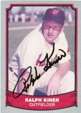 22478 Ralph Kiner Autographed Baseball Card Cleveland Indians 1988 Pacific Baseball Legends No. 9