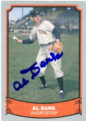 22489 Al Dark Autographed Baseball Card New York Giants 1989 Pacific Baseball Legends Card