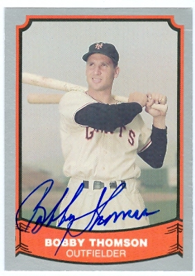 22491 Bobby Thomson Autographed Baseball Card New York Giants 1989 Pacific Baseball Legends Card