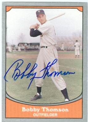 22493 Bobby Thomson Autographed Baseball Card New York Giants 1990 Pacific Baseball Legends Card