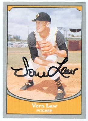 22501 Vern Law Autographed Baseball Card Pittsburgh Pirates 1990 Pacific Baseball Legends Card
