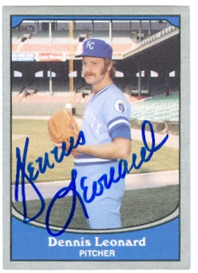 22522 Dennis Leonard Autographed Baseball Card Kansas City Royals 1990 Pacific Baseball Legends Card
