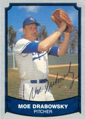 22524 Moe Drabowsky Autographed Baseball Card Kansas City Royals 1989 Pacific Baseball Legends Card