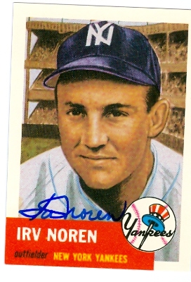 22540 Irv Noren Autographed Baseball Card New York Yankees 1953 Topps Archive Card No. 35