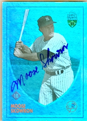 22577 Moose Skowron Autographed Baseball Card New York Yankees 2002 Topps Super Teams No. 59 1961Chrome