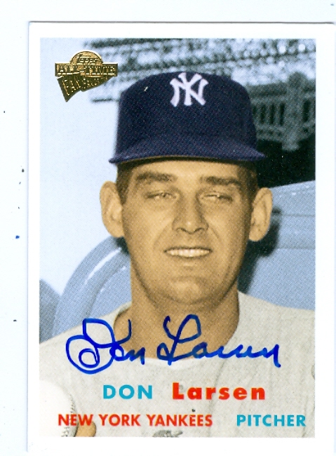 22599 Don Larsen Autographed Baseball Card New York Yankees 2004 Topps All Time Favorites Baseball Card No. 150