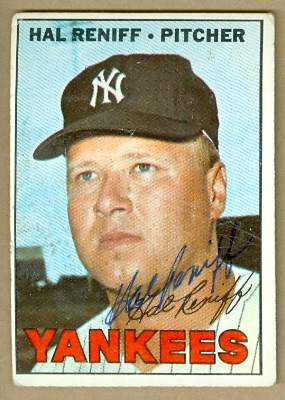 22629 Hal Reniff Autographed Baseball Card New York Yankees 1967 Topps No. 201