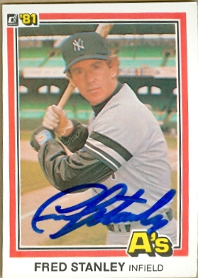 22669 Fred Stanley Autographed Baseball Card New York Yankees 1981 Donruss Card