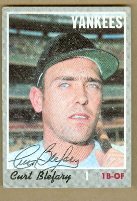 22758 Curt Blefary Autographed Baseball Card New York Yankees 1970 Topps No. 297