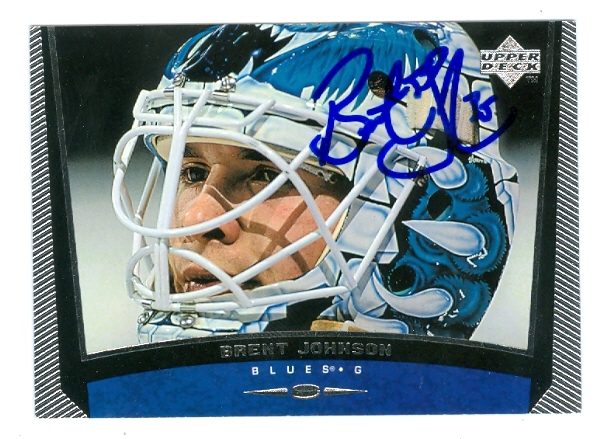 23539 Brent Johnson Autographed Hockey Card St. Louis Blues 1999 Upper Deck No. 358