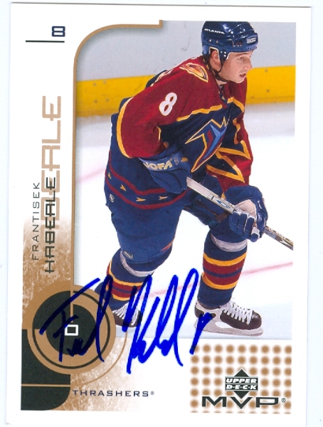 23540 Frantisek Kaberle Autographed Hockey Card Atlanta Thrashers 2002 Upper Deck Mvp No. 7