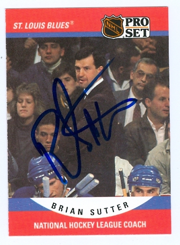 23554 Brian Sutter Autographed Hockey Card St. Louis Blues 1990 Pro Set No. 676