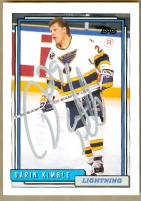 23562 Darin Kimble Autographed Hockey Card St. Louis Blues 1992 Topps No. 511