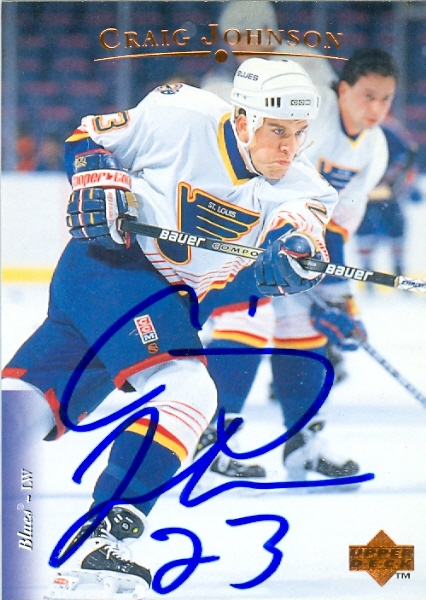 23563 Craig Johnson Autographed Hockey Card St. Louis Blues 1995 Upper Deck No. 139