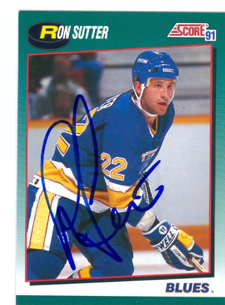 23564 Ron Sutter Autographed Hockey Card St. Louis Blues 1991 Score No. 69T
