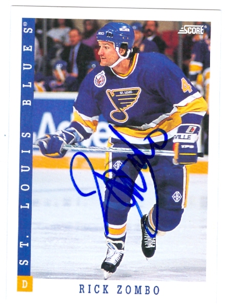 23568 Rick Zombo Autographed Hockey Card St. Louis Blues 1993 Score No. 211