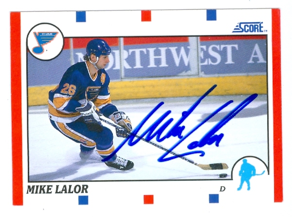 23578 Mike Lalor Autographed Hockey Card St. Louis Blues 1990 Score No. 67
