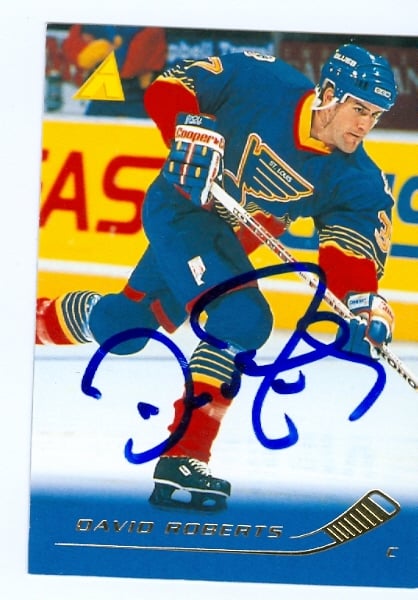 23591 David Roberts Autographed Hockey Card St. Louis Blues 1995 Pinnacle No. 157