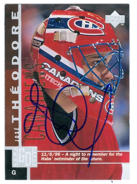 24561 Jose Theodore Autographed Hockey Card Montreal Canadiens