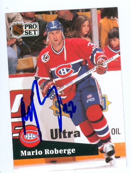 24564 Mario Roberge Autographed Hockey Card Montreal Canadiens