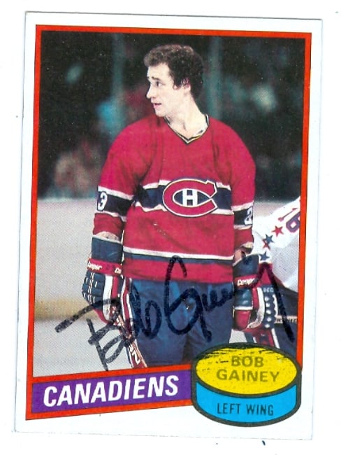 24566 Bob Gainey Autographed Hockey Card Montreal Canadiens