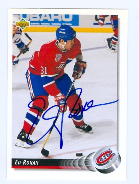 24577 Ed Ronan Autographed Hockey Card Montreal Canadiens