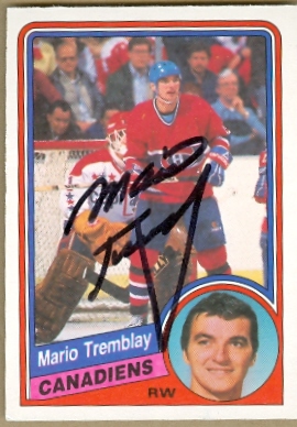 24583 Mario Tremblay Autographed Hockey Card Montreal Canadiens
