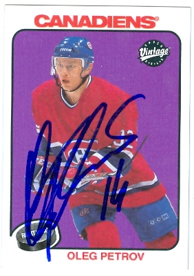 24588 Oleg Petrov Autographed Hockey Card Montreal Canadiens