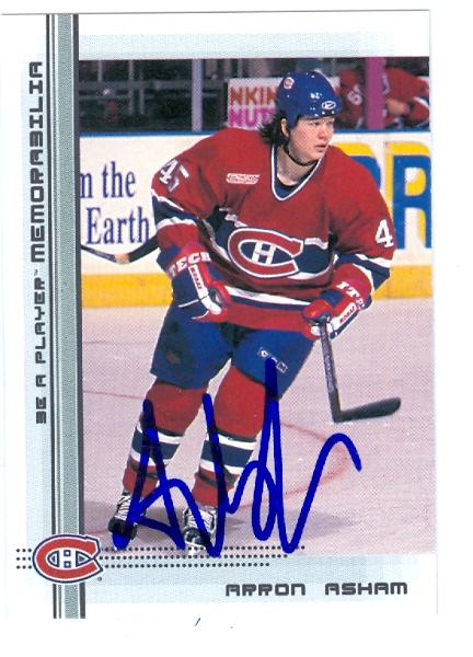 24606 Arron Asham Autographed Hockey Card Montreal Canadiens