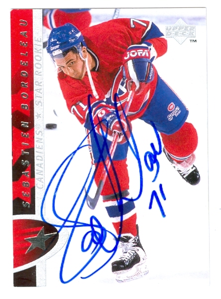 24608 Sebastien Bordeleau Autographed Hockey Card Montreal Canadiens