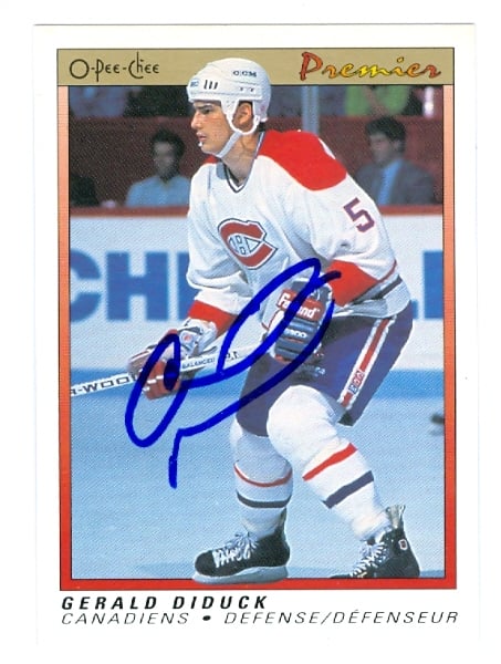 24611 Gerald Diduck Autographed Hockey Card Montreal Canadiens