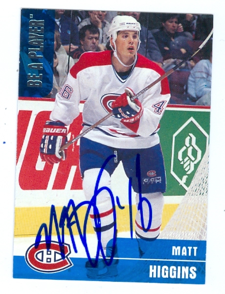 24638 Matt Higgins Autographed Hockey Card Montreal Canadiens