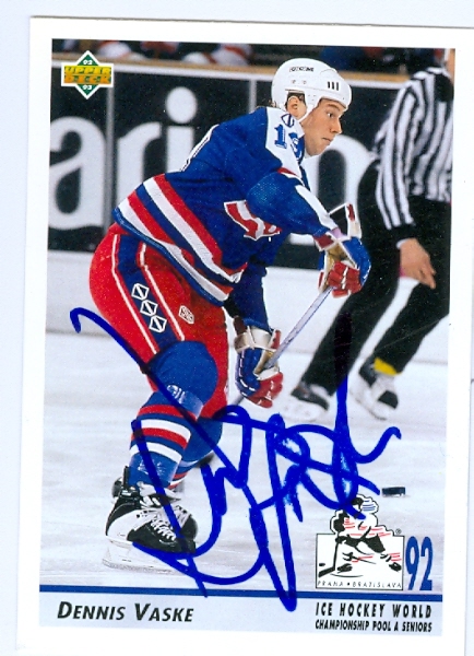 24973 Dennis Vaske Autographed Hockey Card Team Usa