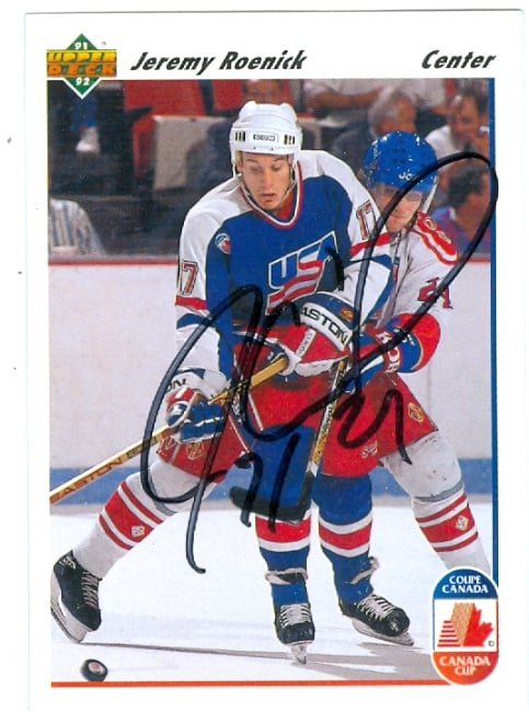 24975 Jeremy Roenick Autographed Hockey Card Team Usa Hockey 1991 Upper Deck No. 36