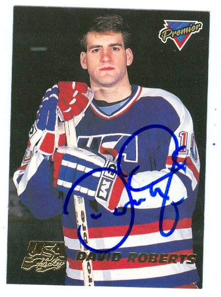 24976 David Roberts Autographed Hockey Card Team Usa