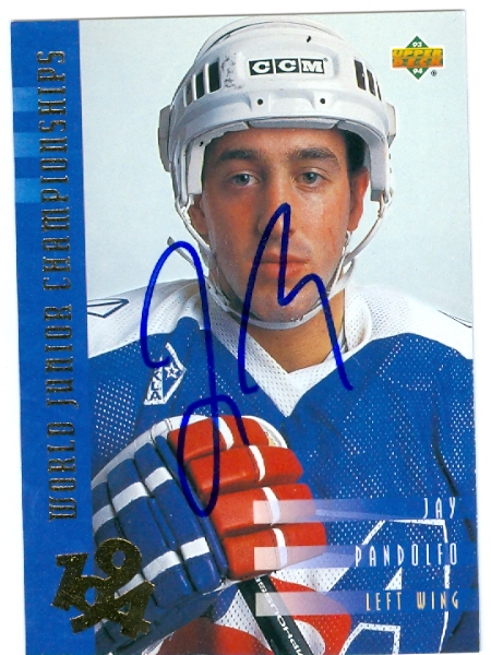 24995 Jay Pandolfo Autographed Hockey Card Team Usa