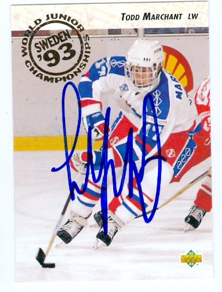 24997 Todd Marchant Autographed Hockey Card Team Usa