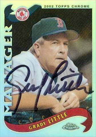 37460 Grady Little Autographed Baseball Card Boston Red Sox 2002 Topps Chrome No. T106