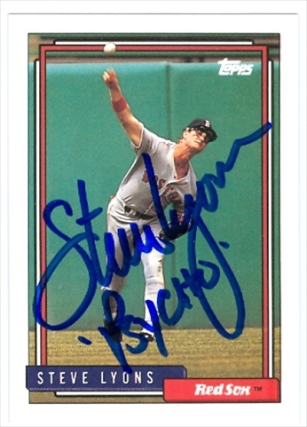 37465 Steve Lyons Autographed Baseball Card Boston Red Sox 1992 Topps No. 349 Inscribed Psycho