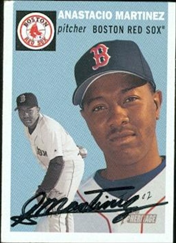 37480 Anastacio Martinez Autographed Baseball Card Boston Red Sox 2003 Topps Heritage No. 275