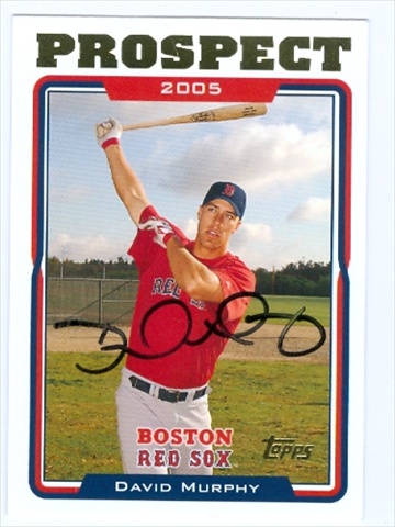 37482 David Murphy Autographed Baseball Card Boston Red Sox 2005 Topps Prospect No. Uh109