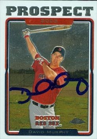 37483 David Murphy Autographed Baseball Card Boston Red Sox 2005 Topps Chrome Prospect No. Uh104