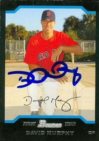 37484 David Murphy Autographed Baseball Card Boston Red Sox 2004 Bowman First Year No. 205