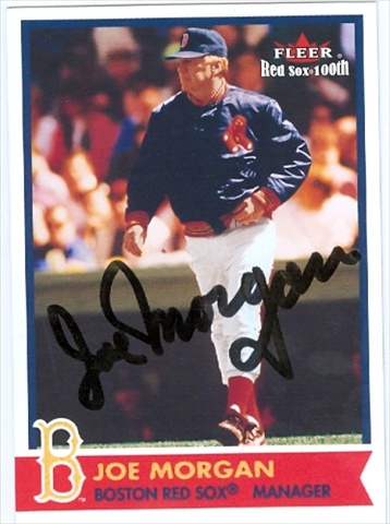 37485 Joe Morgan Autographed Baseball Card Boston Red Sox 2001 Fleer Red Sox 100Th No. 71